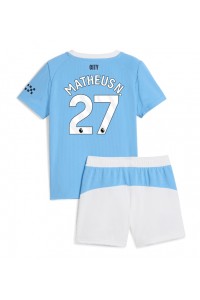 Fotbalové Dres Manchester City Matheus Nunes #27 Dětské Domácí Oblečení 2025-26 Krátký Rukáv (+ trenýrky)